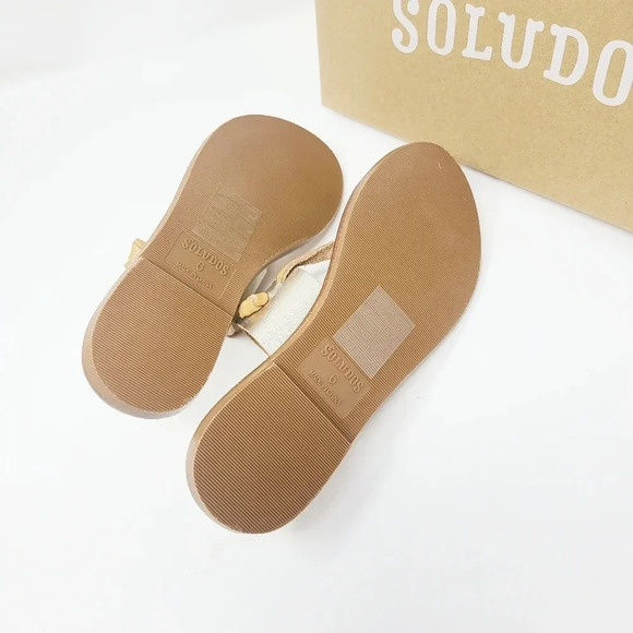 New Soludos Leather Platinum Sandals 6 - Picture 6 of 6